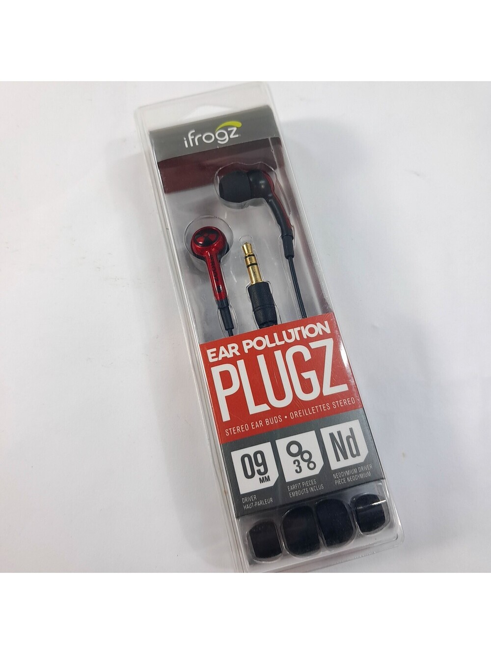 NEW iFrogz PLUGZ Ear Buds Stereo Ear Pollution Red Wired red EPD-33-RED plugs